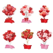 6 Pcs Valentine's Day Table Decor Paper Valentines Decorations Heart Shaped Tabletop Centerpiece Sign Farmhouse Home Decor Gifts for Valentine Party Wedding Engagement Anniversary Couple